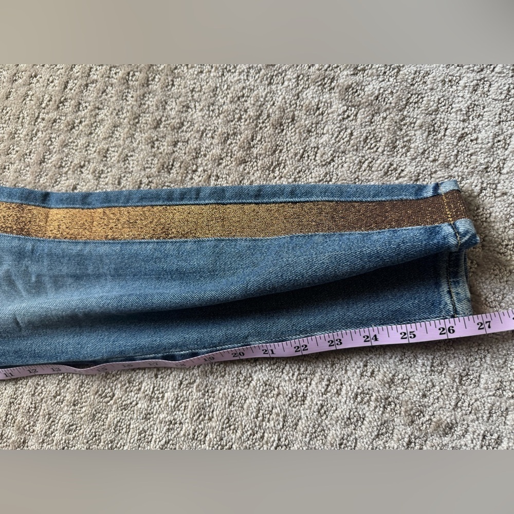 7 For All Mankind Luxe Vintage Side Stripe Skinny Jeans Blue Denim Sz 29 - Picture 6 of 9